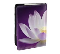 BNVSADC Lotus Flower Purple Printed Passport Holder Travel PU Leather Passport Cover Case Organiser for Men Women, 6.5 inch