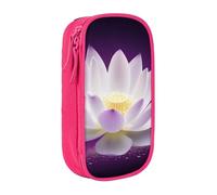 BNVSADC Lotus Flower Purple Printed Pencil Case for Girls Boys, Large Capacity Pencil Pouch Cute Pencil Box Adult Makeup Bag with 2 Compartments, Pink