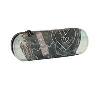 BNVSADC Love Rock Printed Leather Pencil Pen Case & Makeup Bag - Stylish Hard Shell Pencil Bag Stationery Organizer Pouch for School Office Travel