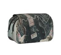 BNVSADC Love Rock Printed Print Flip Top Double Layer Pencil Case - Large Capacity School Supplies Organizer for Students, Kids, Teens, Artists, Travel & Office Use