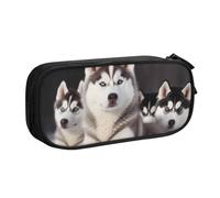 BNVSADC Lovely Husky Printed Pencil Case Large Pen Bag Cute Pencil Box Pouch Office School Stationery Organizer for Girls Boys, Black