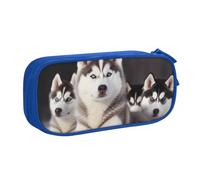 BNVSADC Lovely Husky Printed Pencil Case Large Pen Bag Cute Pencil Box Pouch Office School Stationery Organizer for Girls Boys, Blue