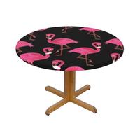 BNVSADC Lovely Pink Flamingos Printed Round Tablecloth with Elastic Edged, S(122CM Diameter), Polyester Kitchen Water Resistant Table Cloth Dining Table Decoration Table Covers