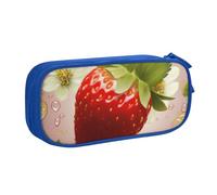 BNVSADC Lovely Strawberry Printed Pencil Case Large Pen Bag Cute Pencil Box Pouch Office School Stationery Organizer for Girls Boys, Blue