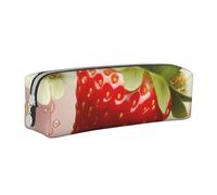 BNVSADC Lovely Strawberry Printed Pencil Case Leather Pencil Pouch Cute Stationery Pencil Pen Bag with Zipper for School Office Travel