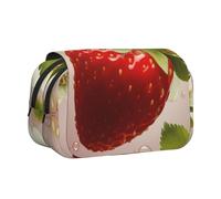 BNVSADC Lovely Strawberry Printed Print Flip Top Double Layer Pencil Case - Large Capacity School Supplies Organizer for Students, Kids, Teens, Artists, Travel & Office Use