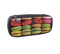 BNVSADC Macaron Biscuit Flavored Pastries Printed Leather Pencil Pen Case & Makeup Bag - Stylish Pencil Bag Stationery Organizer Pouch for School Office Travel