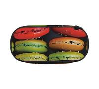 BNVSADC Macaron Biscuit Flavored Pastries Printed Pencil Case Cute Pencil Bag Pen Pouch Large Stationery Organizer Makeup Bag for Teen Boys Girls School Students Office
