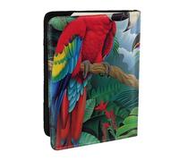 BNVSADC Macaw and Toucan Perching Printed Passport Holder Travel PU Leather Passport Cover Case Organiser for Men Women, 6.5 inch