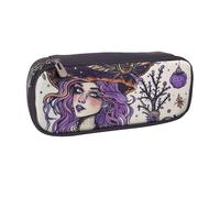 BNVSADC Magic Witch Witchcraft Bohemian Drawing Printed Leather Pencil Pen Case & Makeup Bag - Stylish Pencil Bag Stationery Organizer Pouch for School Office Travel