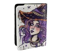 BNVSADC Magic Witch Witchcraft Bohemian Drawing Printed Passport Holder Travel PU Leather Passport Cover Case Organiser for Men Women, 6.5 inch