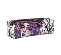 BNVSADC Magic Witch Witchcraft Bohemian Drawing Printed Pencil Case Leather Pencil Pouch Cute Stationery Pencil Pen Bag with Zipper for School Office Travel