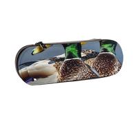 BNVSADC Mallard Duck Printed Leather Pencil Pen Case & Makeup Bag - Stylish Hard Shell Pencil Bag Stationery Organizer Pouch for School Office Travel
