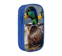 BNVSADC Mallard Duck Printed Pencil Case for Girls Boys, Large Capacity Pencil Pouch Cute Pencil Box Adult Makeup Bag with 2 Compartments, Blue