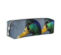 BNVSADC Mallard Duck Printed Pencil Case Leather Pencil Pouch Cute Stationery Pencil Pen Bag with Zipper for School Office Travel