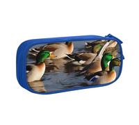 BNVSADC Mallard Ducks Printed Pencil Case Large Pen Bag Cute Pencil Box Pouch Office School Stationery Organizer for Girls Boys, Blue