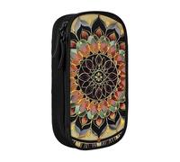 BNVSADC Mandala Printed Pencil Case for Girls Boys, Large Capacity Pencil Pouch Cute Pencil Box Adult Makeup Bag with 2 Compartments, Black