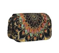 BNVSADC Mandala Printed Print Flip Top Double Layer Pencil Case - Large Capacity School Supplies Organizer for Students, Kids, Teens, Artists, Travel & Office Use