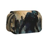 BNVSADC Many Zombie Printed Print Flip Top Double Layer Pencil Case - Large Capacity School Supplies Organizer for Students, Kids, Teens, Artists, Travel & Office Use