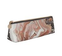 BNVSADC Marble Color Rose Gold Printed Triangle Pencil Case Leather Pencil Pouch Cute Stationery Pencil Pen Bag for School Office Travel