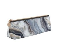 BNVSADC Marble Mural Printed Triangle Pencil Case Leather Pencil Pouch Cute Stationery Pencil Pen Bag for School Office Travel