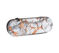 BNVSADC Marble Texture Copper Splatter Printed Leather Pencil Pen Case & Makeup Bag - Stylish Hard Shell Pencil Bag Stationery Organizer Pouch for School Office Travel
