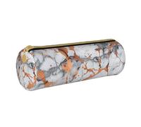 BNVSADC Marble Texture Copper Splatter Printed Round Pencil Case Leather Pencil Pouch Cute Stationery Pencil Pen Bag for School Office Travel