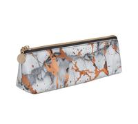 BNVSADC Marble Texture Copper Splatter Printed Triangle Pencil Case Leather Pencil Pouch Cute Stationery Pencil Pen Bag for School Office Travel