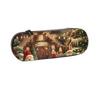 BNVSADC Merry Christmas 1 Printed Leather Pencil Pen Case & Makeup Bag - Stylish Hard Shell Pencil Bag Stationery Organizer Pouch for School Office Travel