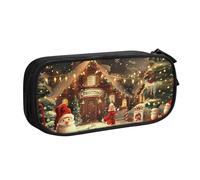 BNVSADC Merry Christmas 1 Printed Pencil Case Large Pen Bag Cute Pencil Box Pouch Office School Stationery Organizer for Girls Boys, Black