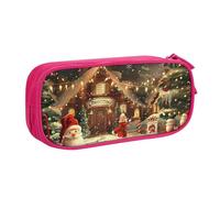BNVSADC Merry Christmas 1 Printed Pencil Case Large Pen Bag Cute Pencil Box Pouch Office School Stationery Organizer for Girls Boys, Pink