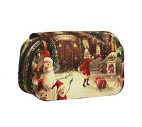 BNVSADC Merry Christmas 1 Printed Print Flip Top Double Layer Pencil Case - Large Capacity School Supplies Organizer for Students, Kids, Teens, Artists, Travel & Office Use