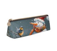 BNVSADC Merry Christmas 1 Printed Triangle Pencil Case Leather Pencil Pouch Cute Stationery Pencil Pen Bag for School Office Travel