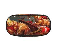 BNVSADC Merry Christmas Print Printed Pencil Case Cute Pencil Bag Pen Pouch Large Stationery Organizer Makeup Bag for Teen Boys Girls School Students Office