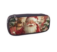 BNVSADC Merry Christmas Printed Leather Pencil Pen Case & Makeup Bag - Stylish Pencil Bag Stationery Organizer Pouch for School Office Travel