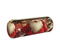 BNVSADC Merry Christmas Printed Round Pencil Case Leather Pencil Pouch Cute Stationery Pencil Pen Bag for School Office Travel