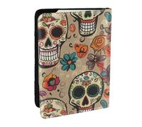 BNVSADC Mexican Skull Printed Passport Holder Travel PU Leather Passport Cover Case Organiser for Men Women, 6.5 inch
