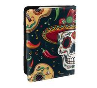BNVSADC Mexican Skull Printed Passport Holder Travel PU Leather Passport Cover Case Organiser for Men Women, 6.5 inch