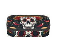 BNVSADC Mexican Skull Printed Pencil Case Cute Pencil Box Bag Pen Pouch Office School Stationery Organizer for School Travel Work