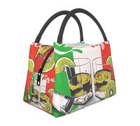 BNVSADC Mexico Flag and Tequila Print Insulated Lunch Box Bag Tote Bag for Women Men Portable Reusable Lunch Cooler Bag for Work School Outdoor Picnic