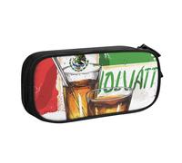 BNVSADC Mexico Flag and Tequila Printed Pencil Case Large Pen Bag Cute Pencil Box Pouch Office School Stationery Organizer for Girls Boys, Black