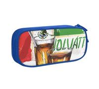 BNVSADC Mexico Flag and Tequila Printed Pencil Case Large Pen Bag Cute Pencil Box Pouch Office School Stationery Organizer for Girls Boys, Blue