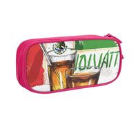 BNVSADC Mexico Flag and Tequila Printed Pencil Case Large Pen Bag Cute Pencil Box Pouch Office School Stationery Organizer for Girls Boys, Pink