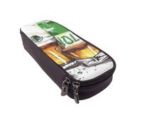 BNVSADC Mexico Flag and Tequila Printed PU Leather Flip Pencil Case, Cute Pencil Box Pen Bag Stationery Organizer Makeup Bag for School Office Travel