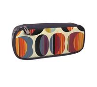 BNVSADC Mid Century Modern Retro with Drop Shapes Printed Leather Pencil Pen Case & Makeup Bag - Stylish Pencil Bag Stationery Organizer Pouch for School Office Travel