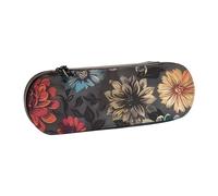 BNVSADC Modern Floral Printed Leather Pencil Pen Case & Makeup Bag - Stylish Hard Shell Pencil Bag Stationery Organizer Pouch for School Office Travel