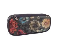 BNVSADC Modern Floral Printed Leather Pencil Pen Case & Makeup Bag - Stylish Pencil Bag Stationery Organizer Pouch for School Office Travel