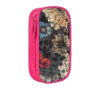 BNVSADC Modern Floral Printed Pencil Case for Girls Boys, Large Capacity Pencil Pouch Cute Pencil Box Adult Makeup Bag with 2 Compartments, Pink