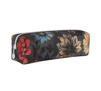 BNVSADC Modern Floral Printed Pencil Case Leather Pencil Pouch Cute Stationery Pencil Pen Bag with Zipper for School Office Travel