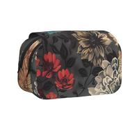 BNVSADC Modern Floral Printed Print Flip Top Double Layer Pencil Case - Large Capacity School Supplies Organizer for Students, Kids, Teens, Artists, Travel & Office Use